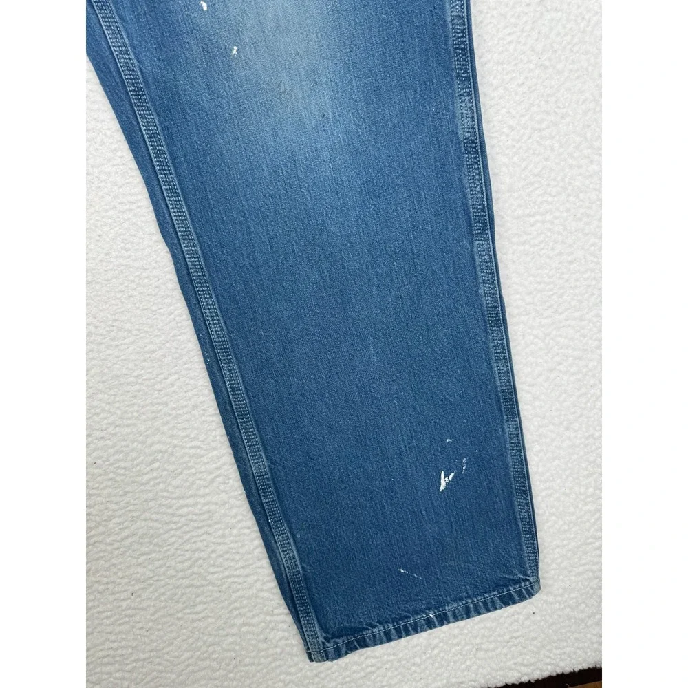+ Carhartt Straight Jeans Blue 40x34 Carpenter 382-83 Paint Distressed